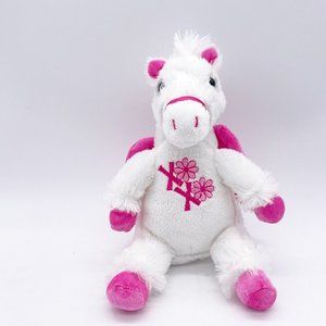 Dan Dee Collectors Choice Valentines Day Horse Pegasus Wings XoXo Pink White 9”